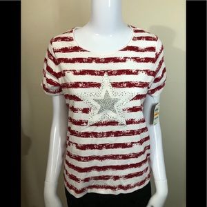 Karen Scott NWT Short Sleeve Top With Star S